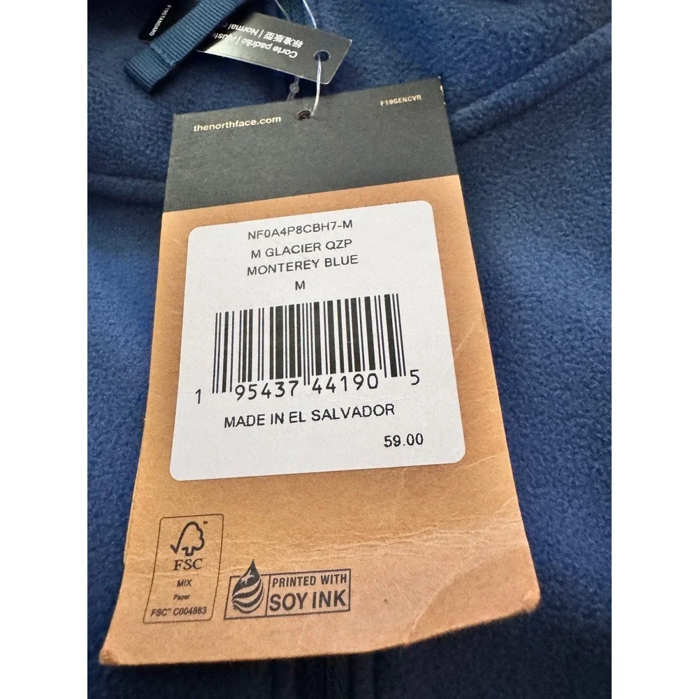 The North Face Mens‎ Pullover Fleece Glacier Jacket Blue Medium NWT
